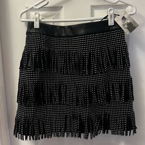 Sincerely Jules Black Fringe Skirt, NWT